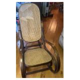 Caned rocker with 2 pillows