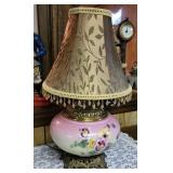 Pink lamp with cloth shade