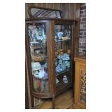 Beautiful curved glass tiger oak china cabinet