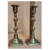 Pair heavy brass candlesticks