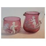 Mary Gregory - pink creamer and sugar