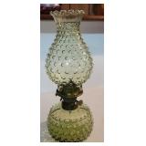 Green hobnail oil lamp