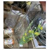 Box vases, etc - skinny vase in back is chipped