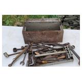 Grey tool box lot. Wrenches, etc.