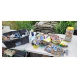 Plumbing related, mower belts, old license