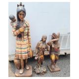 3 ceramic Indian statues