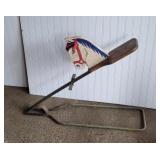 Iron and wood spring horse