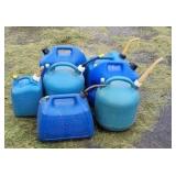 Pile of kerosene cans.