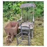 2 rockers and wooden wagon