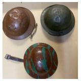3 metal WWI kids helmets