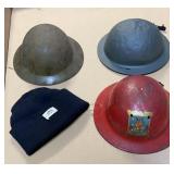 3 metal kids dough boy helmets and vintage wool