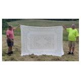 lace bedspread - couple small stains & fringe