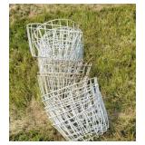 Heavy gauge wire hanging baskets.