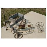 Wire tractor planter, buckboard planter, old