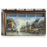 Signed Burnett painting of Paris on canvas and