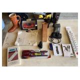 Box of misc - flashlights, Olympus camera, Maisto