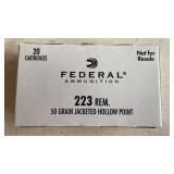Federal 223 rem. 50 grain jacketed hollow point -