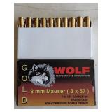 Wolf 8mm Mauser 196 gr brass case- 20 rounds