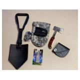 Buck Hatchet, foldable shovel and magnesium fire