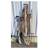 Pitch forks, round point shovels, hoe,etc.