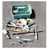 Tote lot of garden tools.