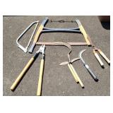 Buck saw, hand scythes, hedge trimmers, etc.