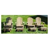 4x$ Folding Adirondack chairs with foot stools.