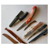 5 knives - carving knife, pocket knife, fitting