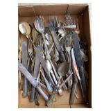 Box of misc antique flatware