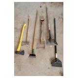 2 axes, shovels, scrapers.