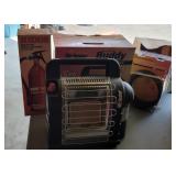Mr. Heater portable heater, with fire