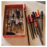 Files and screwdrivers.