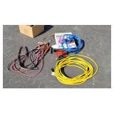 Heavy extension cord and 2 sets of jumper cables.