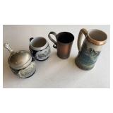 2 steins and 2 mugs