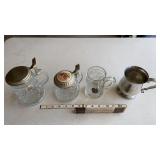 4 steins - 1 Williamsburg pewter, 2 made in