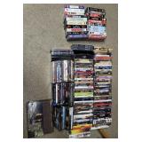 70+ DVDs and 20 vhs tapes