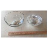 2 nice clear glass bowls - heavy - 1 has tiny