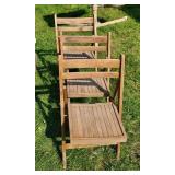 3 wooden folding chairs.