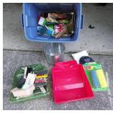 Tub lot of paint supplies.