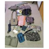 Green tub of misc bags