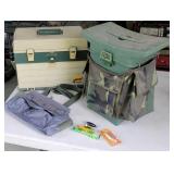Hunter seat, tackle box, fishing bag.
