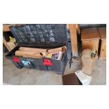 Rubbermaid tub with leather and leather tools