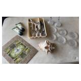 2 small 3 drawer storage bins with candleholders,