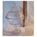 Two pieces of frosted lion patterned glass - r1