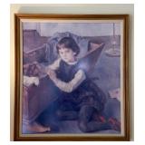 Framed print of a girl with doll and cradle