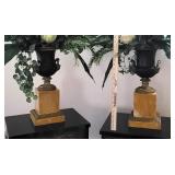 2x$ pr bronze classical urns w/marble bases *
