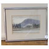signed Buechner watercolor - 1966 snowscape