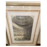 Colored framed etching -
Interior of The Capitol