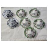 7 cups and saucers - England & Denmark