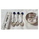 3 small sterling silver spoons and small sterling